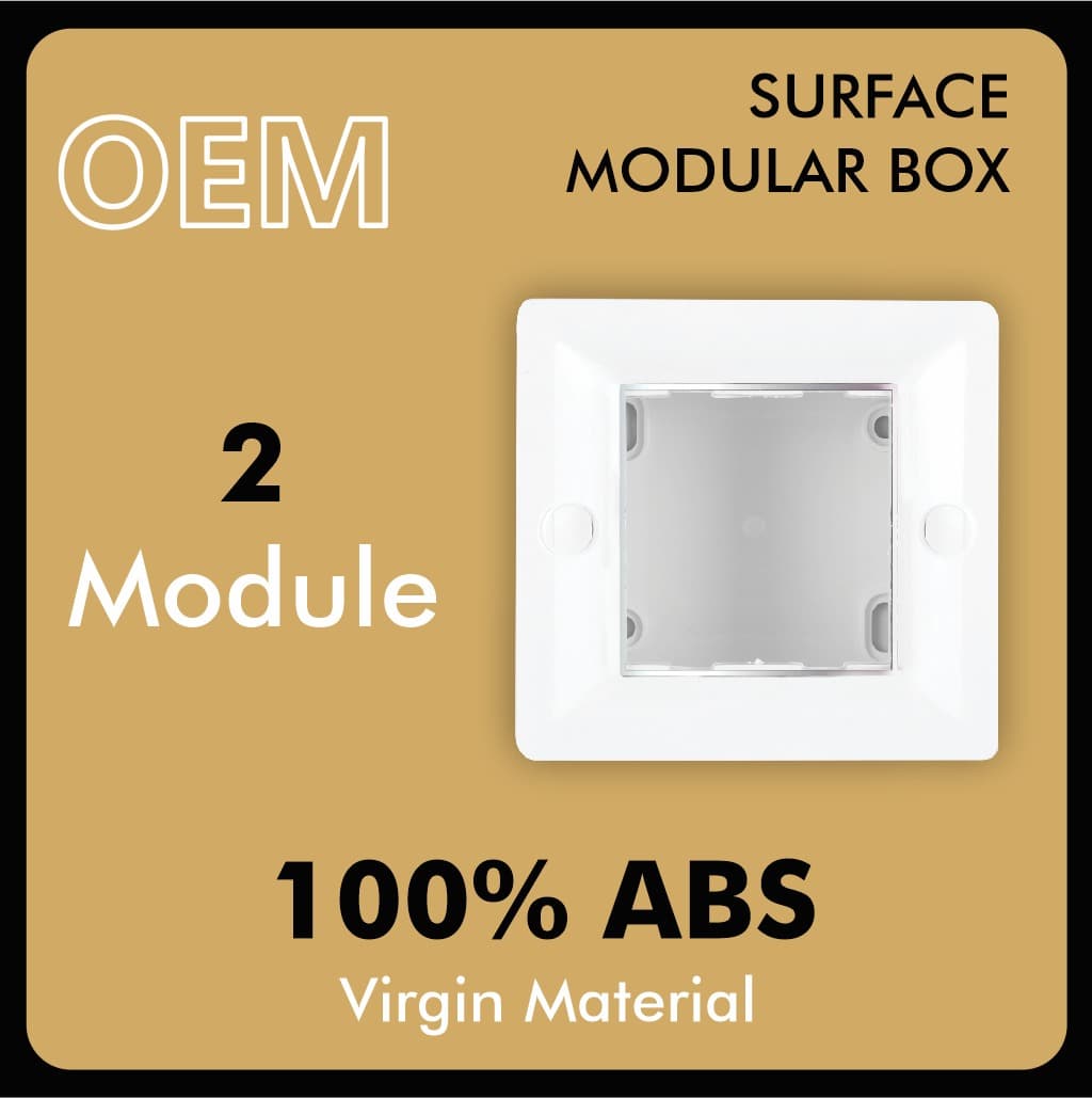 2 module surface gang box with silverline
