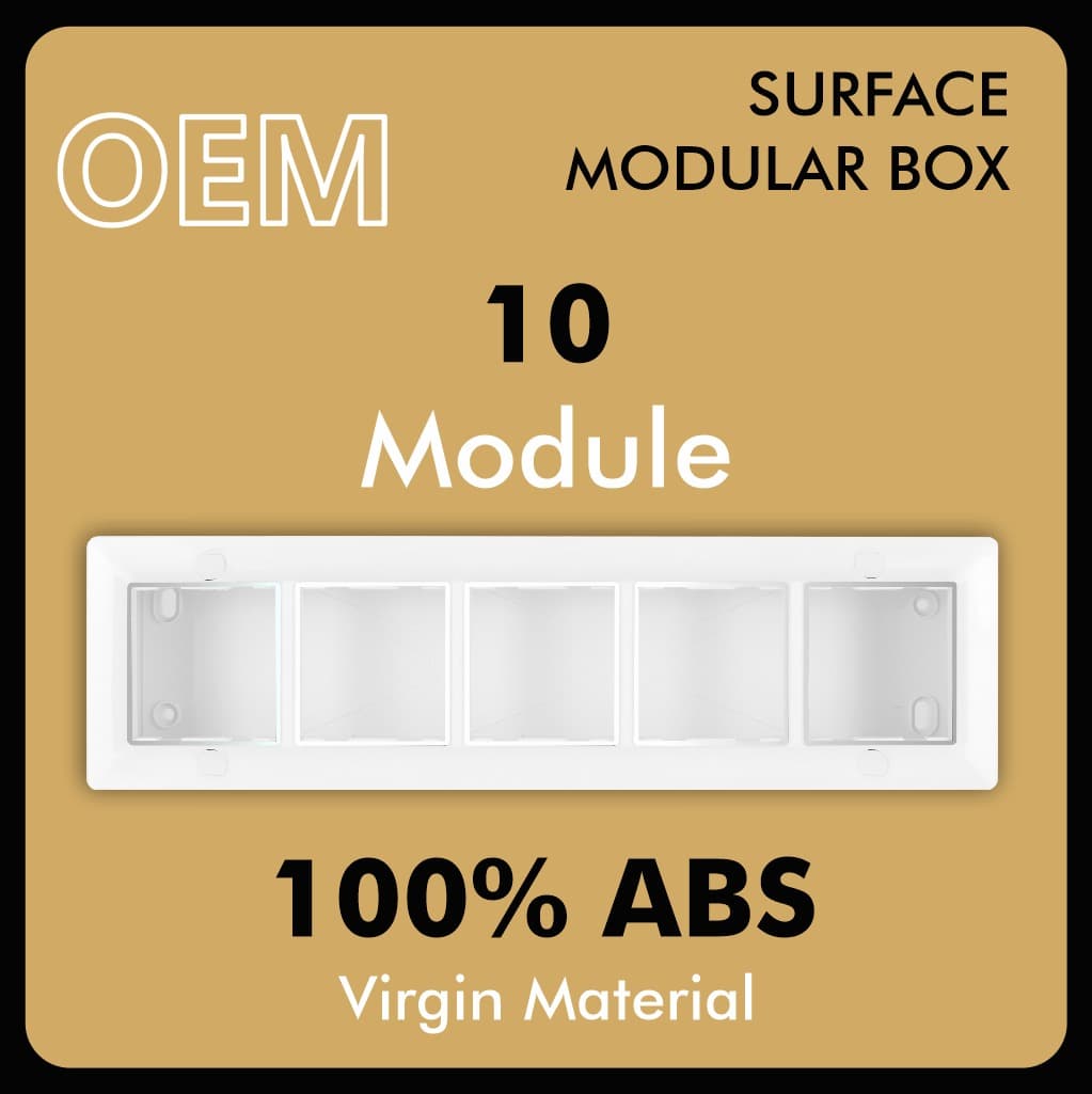 10 module surface gang box with silverline