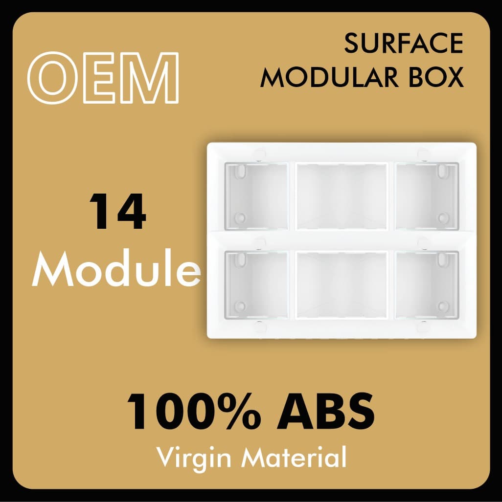 14 module surface gang box with silverline