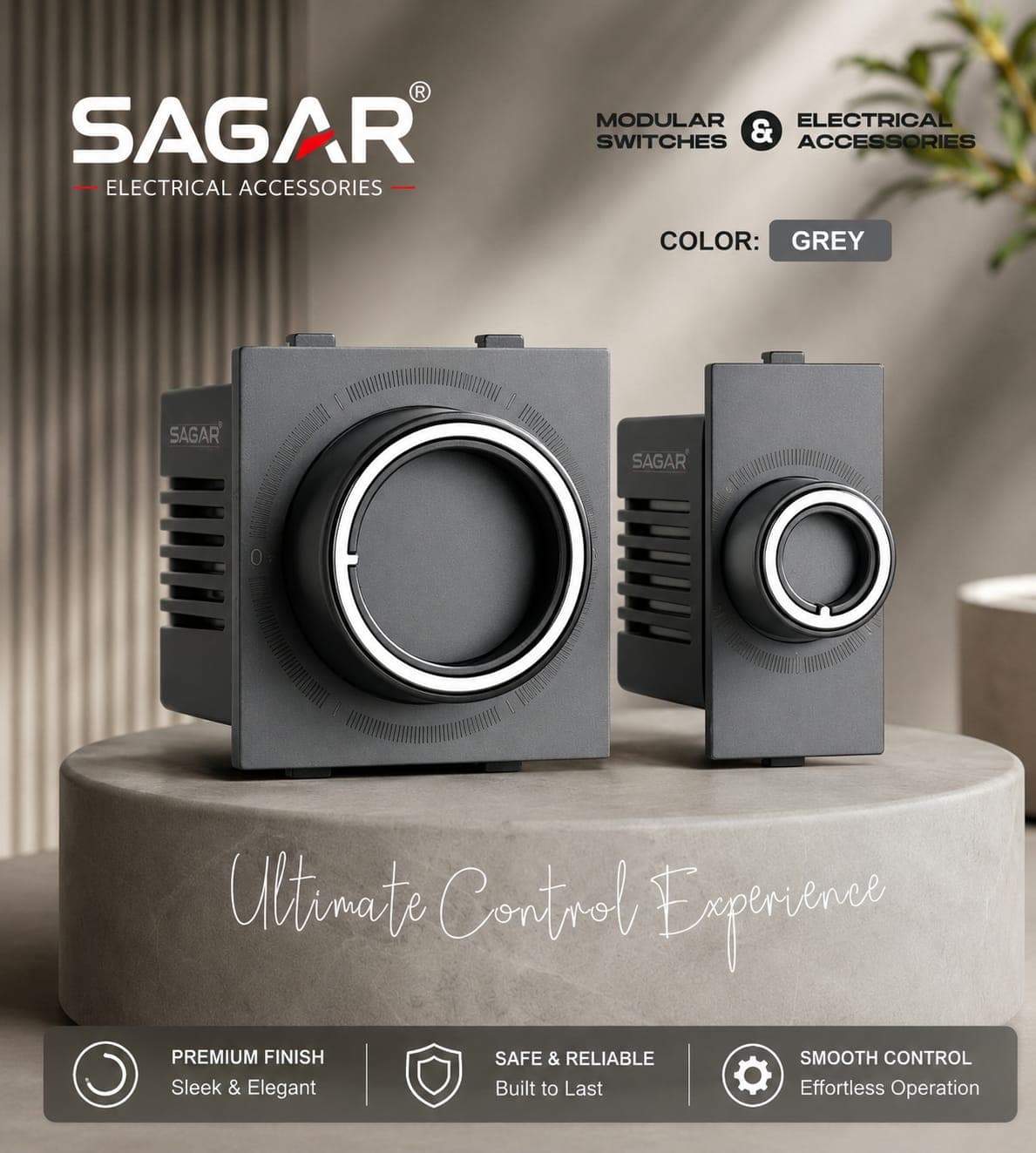 CLASSIC 5 STEP MODULAR FAN REGULATOR (GREY COLOR)